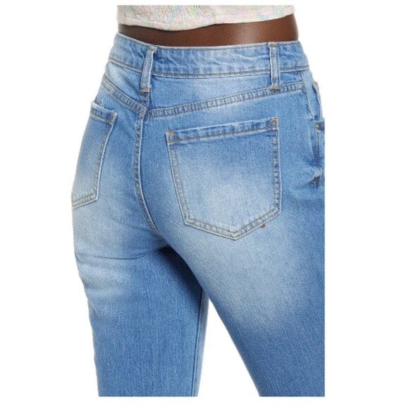 BP Womens Faded Blue Mid Rise Retro Inspired Wide Flare Leg Jeans Sz 28 New - Picture 6 of 10